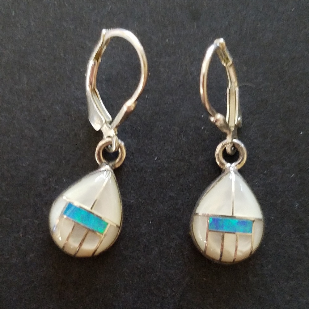 Opal and Sterling Silver teardrop earrings